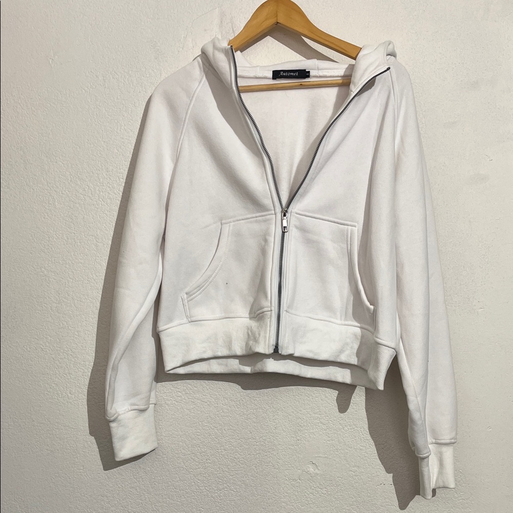 White Zip-Up Hoodie